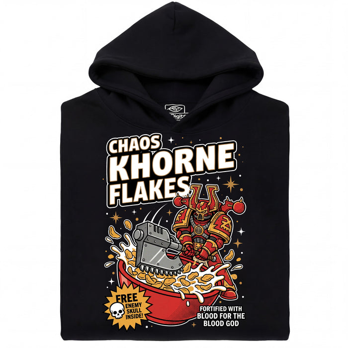 Chaos Khorne Flakes - Vooraanzicht Hoodie Zwart