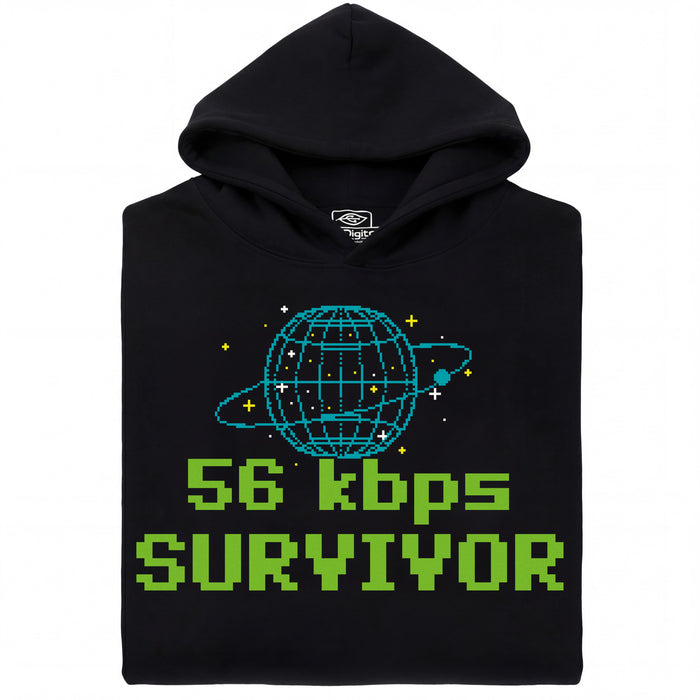 56kbps Survivor - Voorkant Hoodie Zwart
