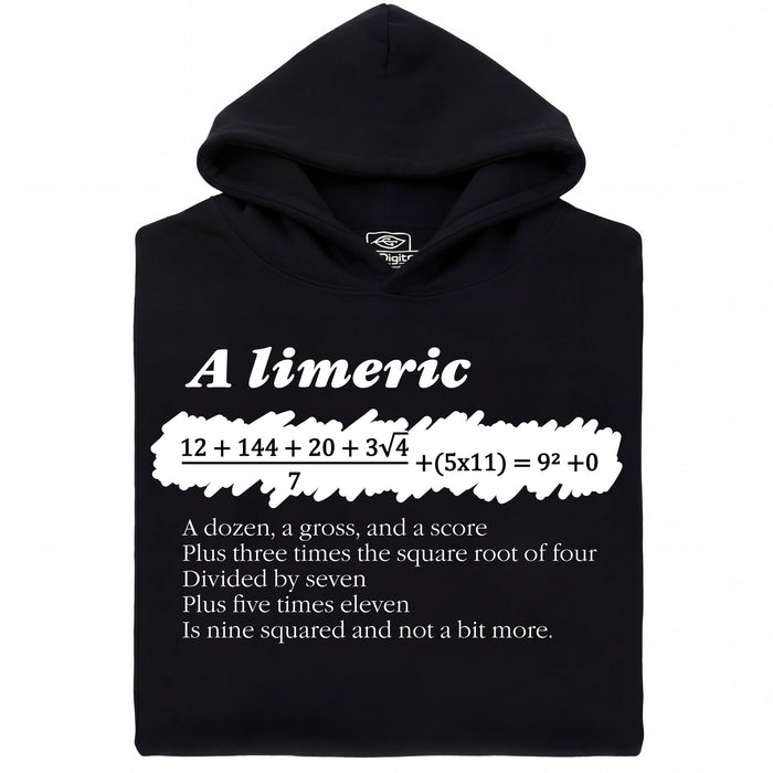 A Limerick - Poème mathématique avec équation - Vue principale Hoodie Noir