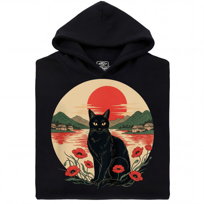 Sunset Cat  - Vue principale Hoodie Noir
