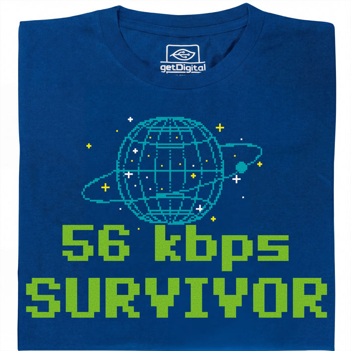 56kbps Survivor - Voorkant T-shirt Blauw