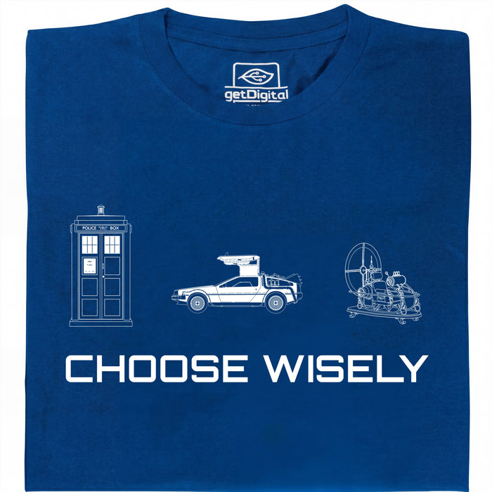 Choose Your Time Machine - Hoofdweergave T-shirt Blauw