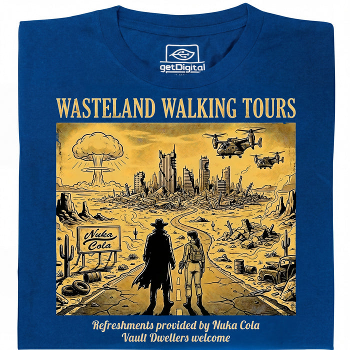 Wasteland Walking Tours - Vue principale T-Shirt Bleu