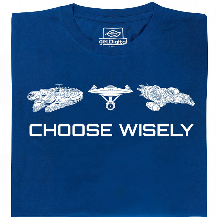 Choose Your Spaceship - Hoofdweergave T-shirt Blauw