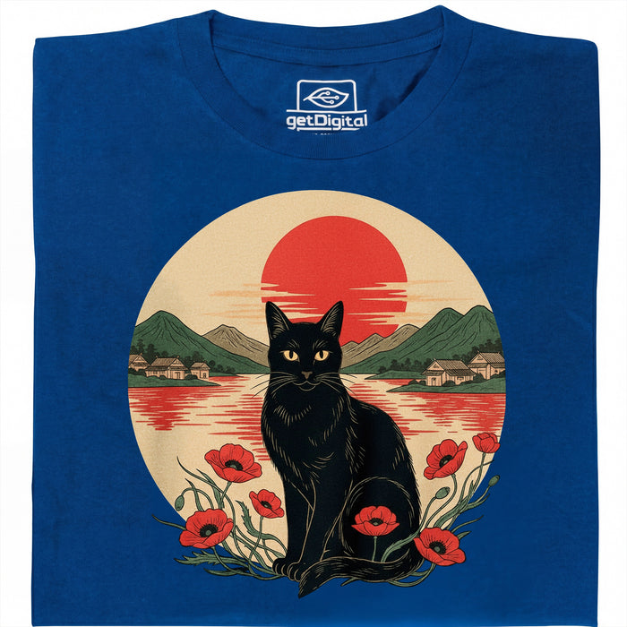 Sunset Cat  - Vue principale T-shirt Bleu