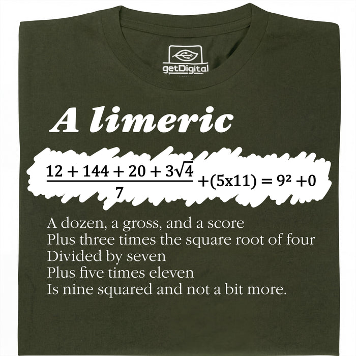 A Limerick - Poème mathématique avec équation - Vue principale T-shirt Vert Foncé