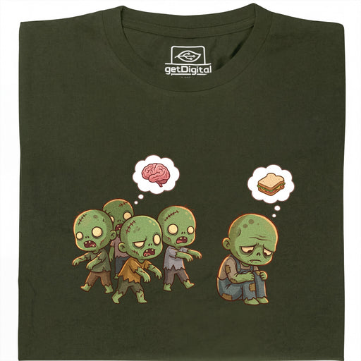 Zombie Vegetarian - Vooraanzicht T-Shirt Donkergroen