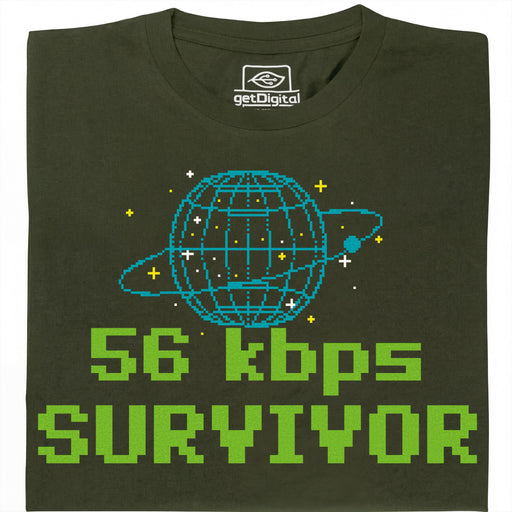 56kbps Survivor - Voorkant T-shirt Donkergroen