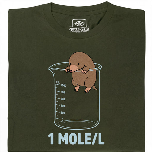 One Mole per Liter - Vista principal Camiseta Verde Oscuro
