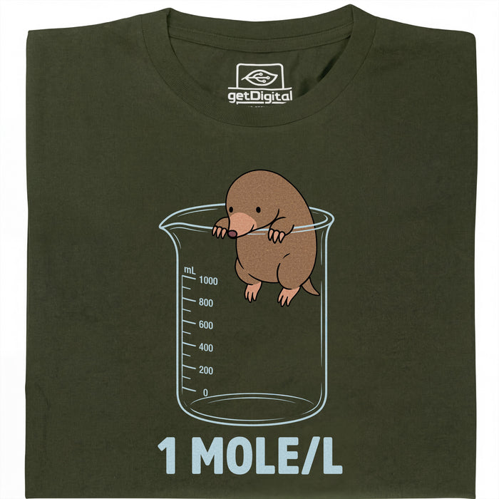 One Mole per Liter - Vista principal Camiseta Verde Oscuro