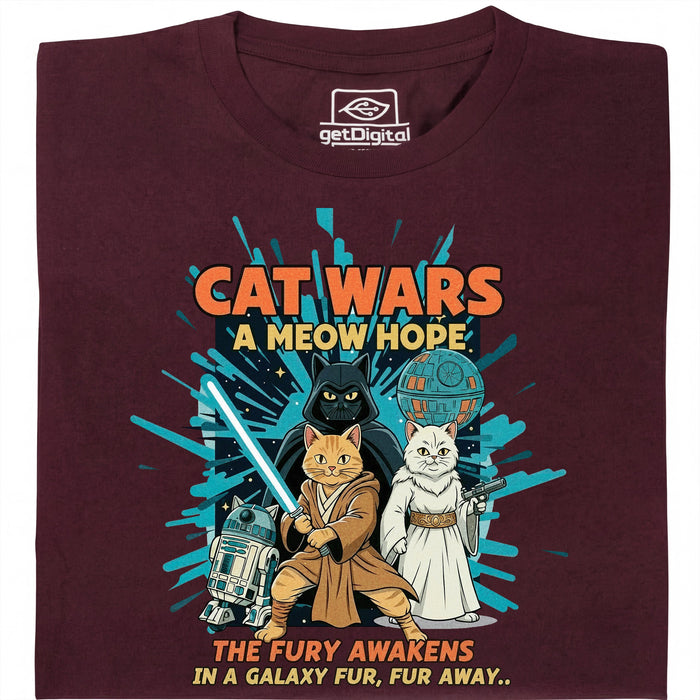 Cat Wars - A Meow Hope - Hoofdaanzicht T-Shirt Donkerrood