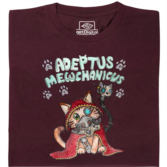 Adeptus Meowchanicus - Voorkant T-Shirt Donkerrood