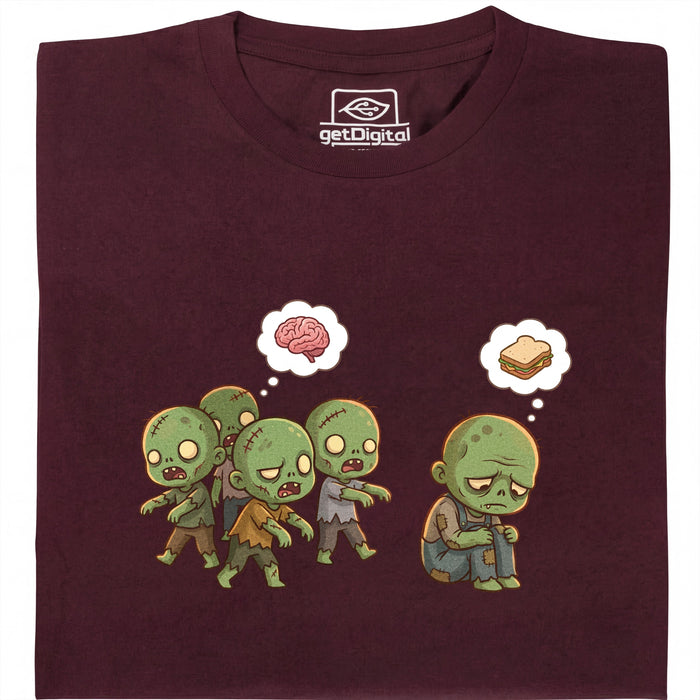 Zombie Vegetarian - Vooraanzicht T-Shirt Donkerrood