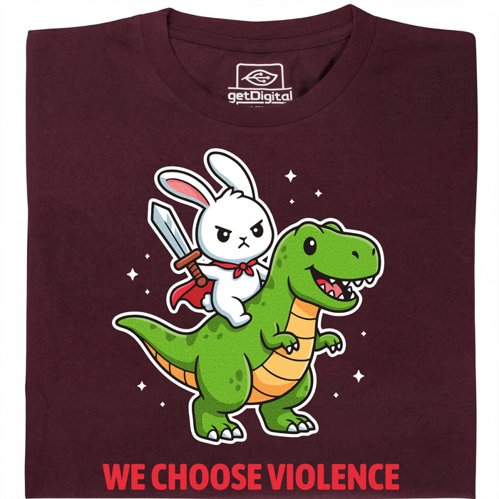 We Choose Violence - Vooraanzicht T-Shirt Donkerrood