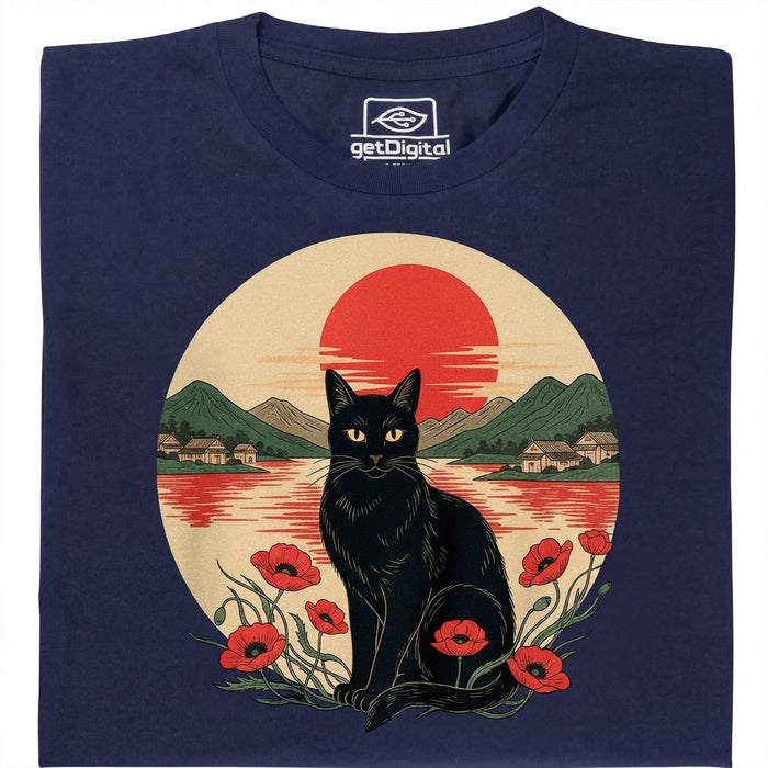 Sunset Cat  - Vue principale T-shirt Bleu marine