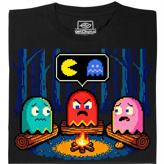 8-Bit Kampvuur - Vooraanzicht T-Shirt Zwart
