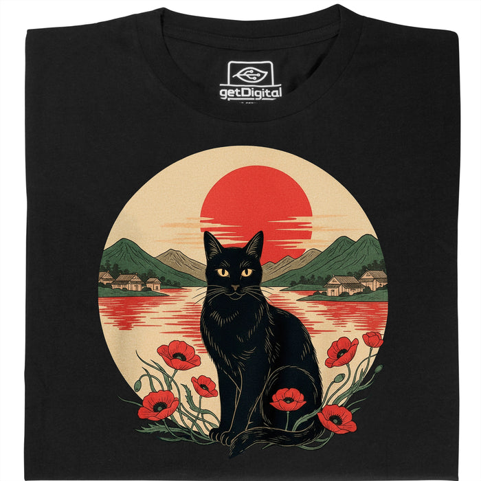 Sunset Cat  - Vue principale T-shirt Noir