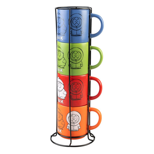 South Park Tassen-Set (4 stapelbare Keramiktassen mit Ständer)
